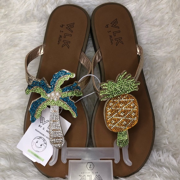 WLK by S. Miller Shoes - Beaded Palm Tree and Pineapple Sandals WLK size 7